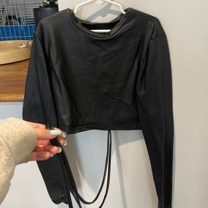 Shein leather top with ties